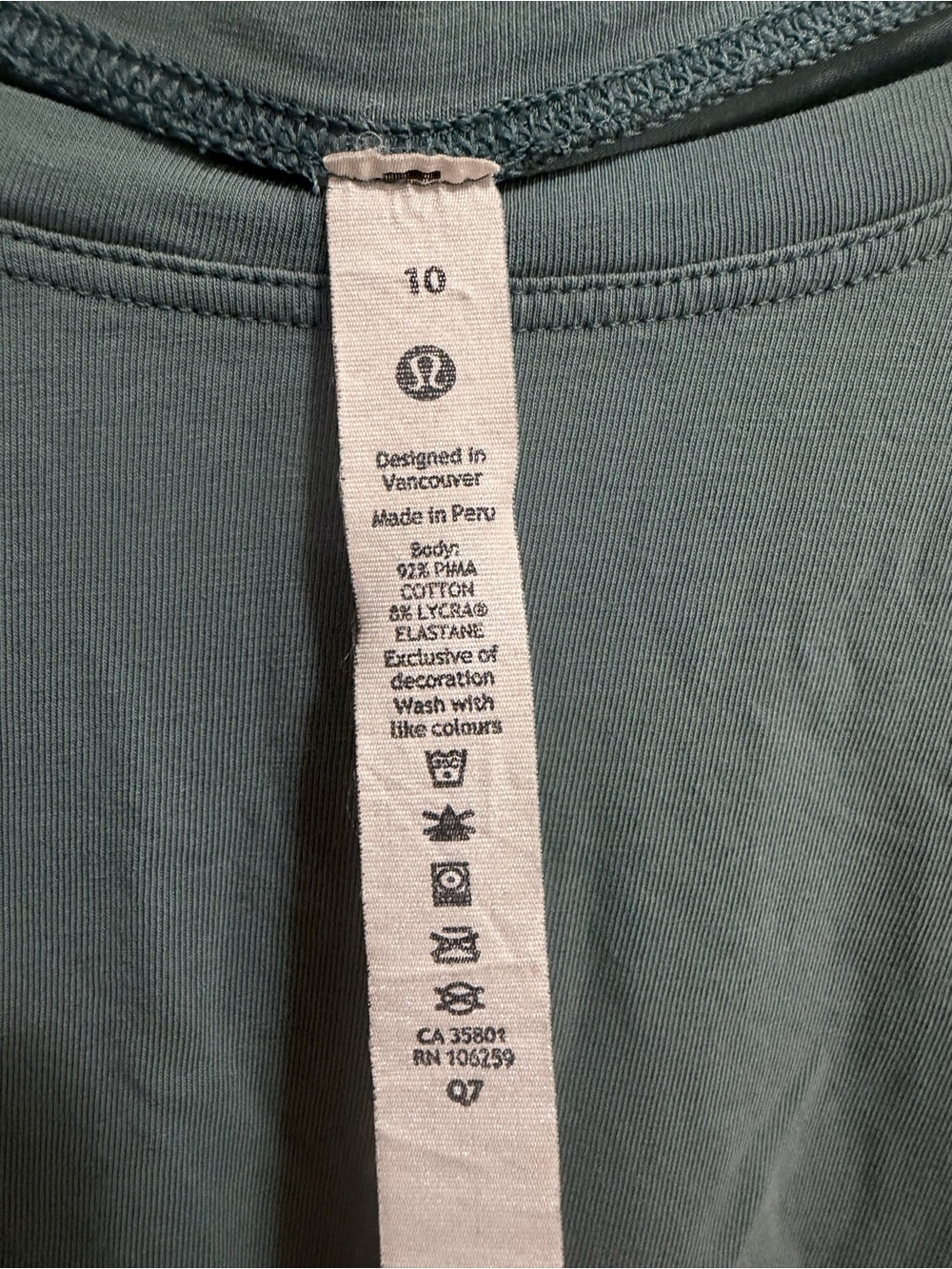 Lululemon All Yours Crop Tee Green Grey Pima Cotton Short Sleeve Top Size 10 - Picture 2 of 6